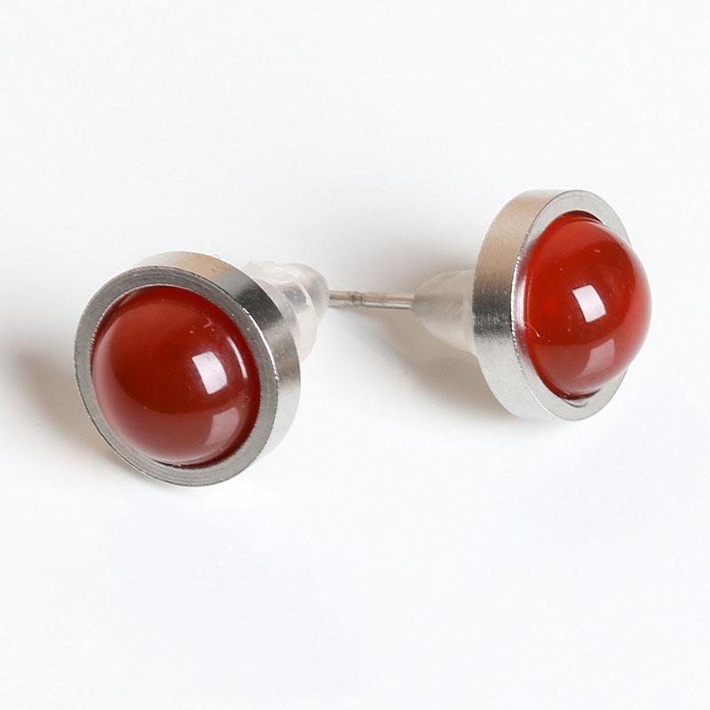 1pairs Handmade 10mm Natural Stone Stud Earrings Fashion Crystal Ear Jewelry Valentine's Day Gift