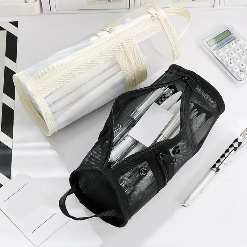 Large Capacity Pencil Bag Cylindrical Pencil Case Pen Pouch Clear Pencil Pouch Pen Case School Office Supplies