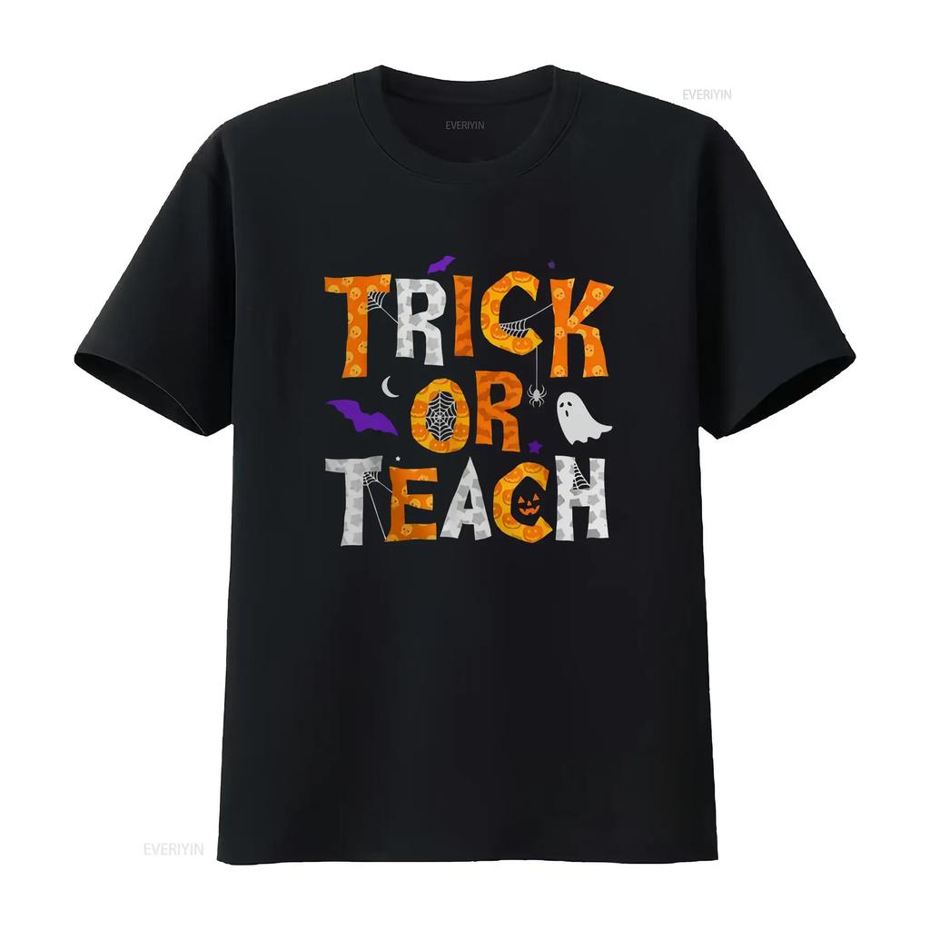 Trick Or Teach Teacher Halloween T shirt vintage Washed homme Casual Slightly Versatile Comfort