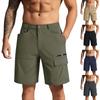 Men Summer Cargo Shorts, Multi-Pocket Elastic Waist Outdoor Travel Casual Short Pants