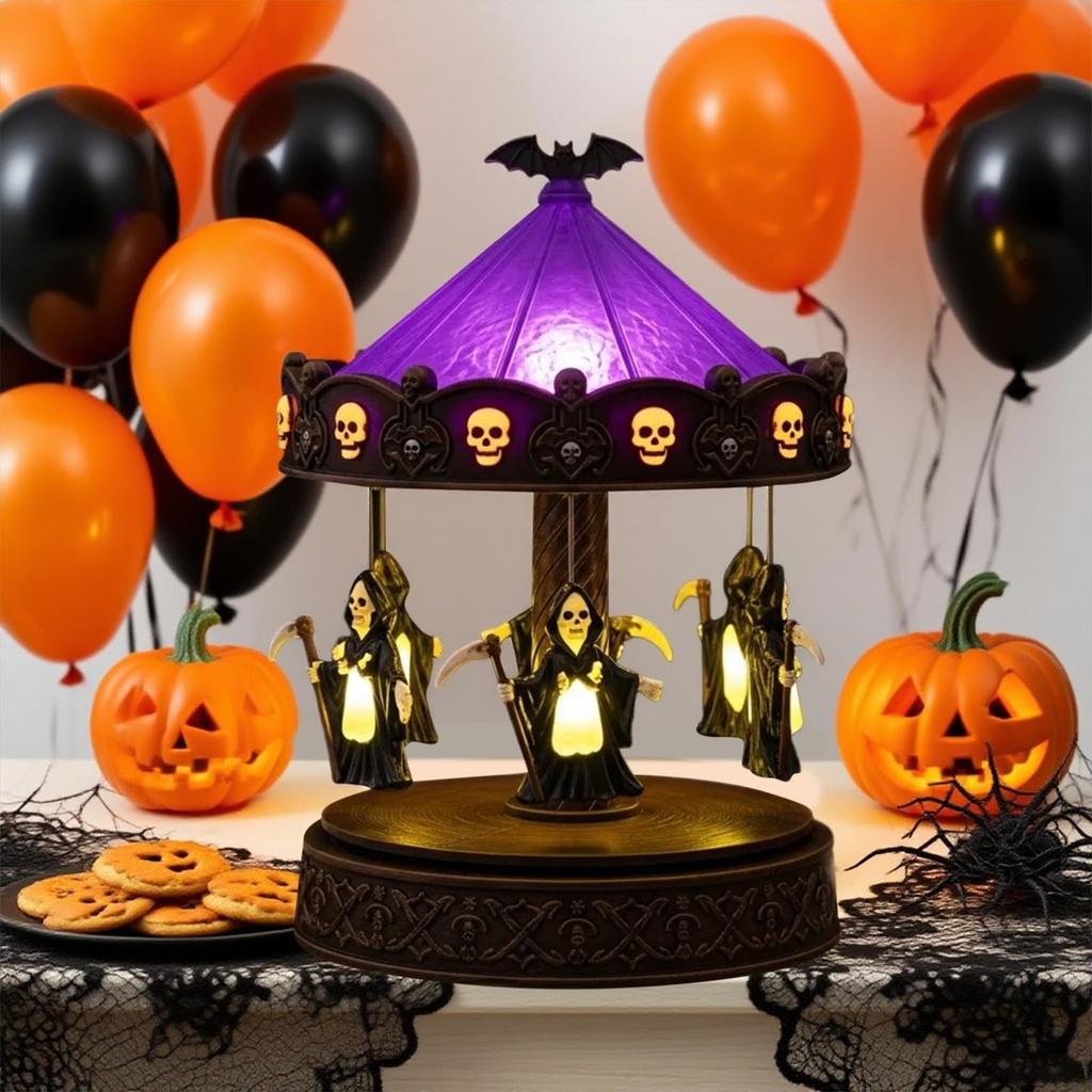 Carousel Light - Halloween Horror Reading Light, Halloween Night Light, Vintage Carousel Decoration