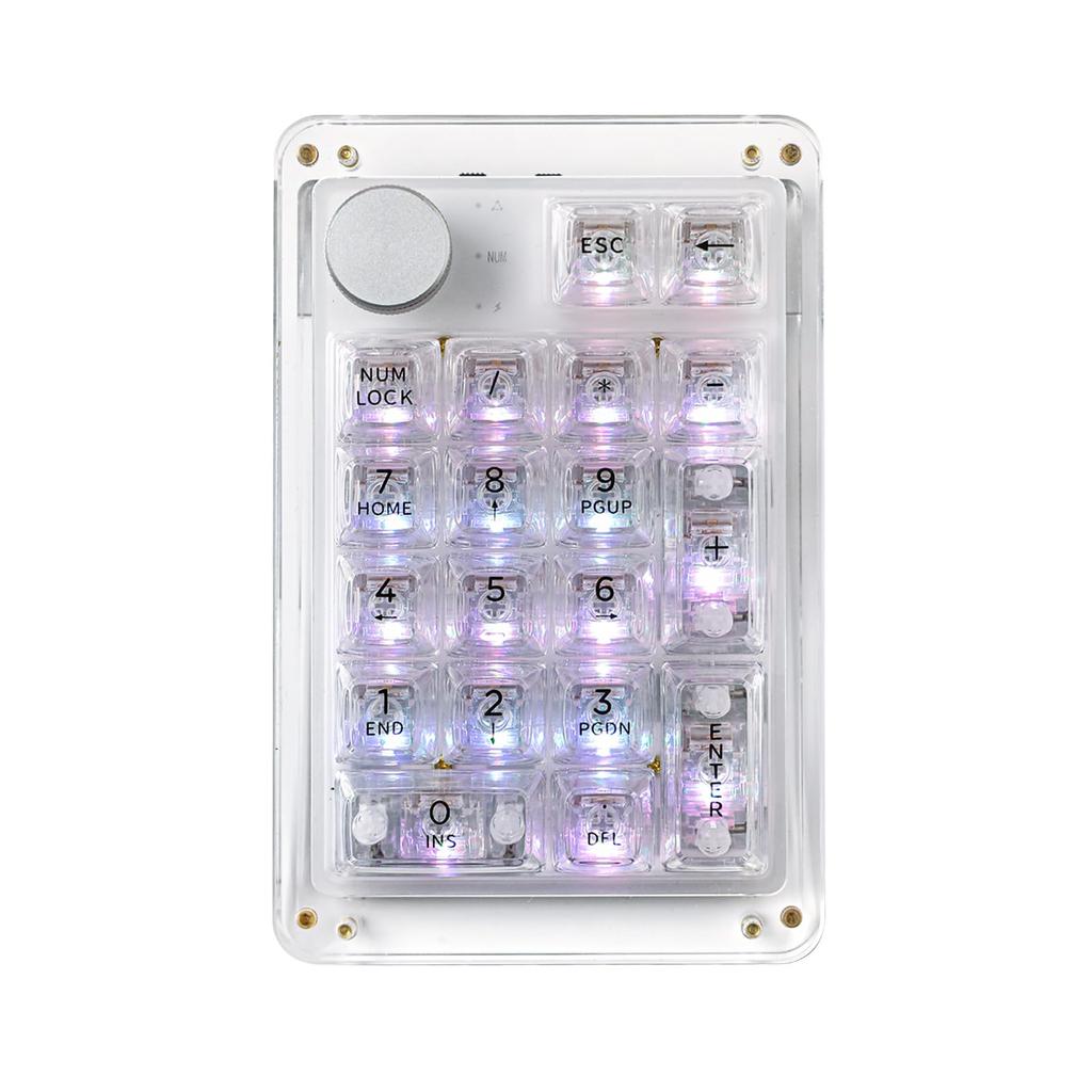 KiiBoom Phantom 21 Gaming Crystal Numeric NKRO Programmable Numeric Keypad with RGB Lighting for Windows and 1900mAh Keyboard, Hot-Swappable Keypad,
