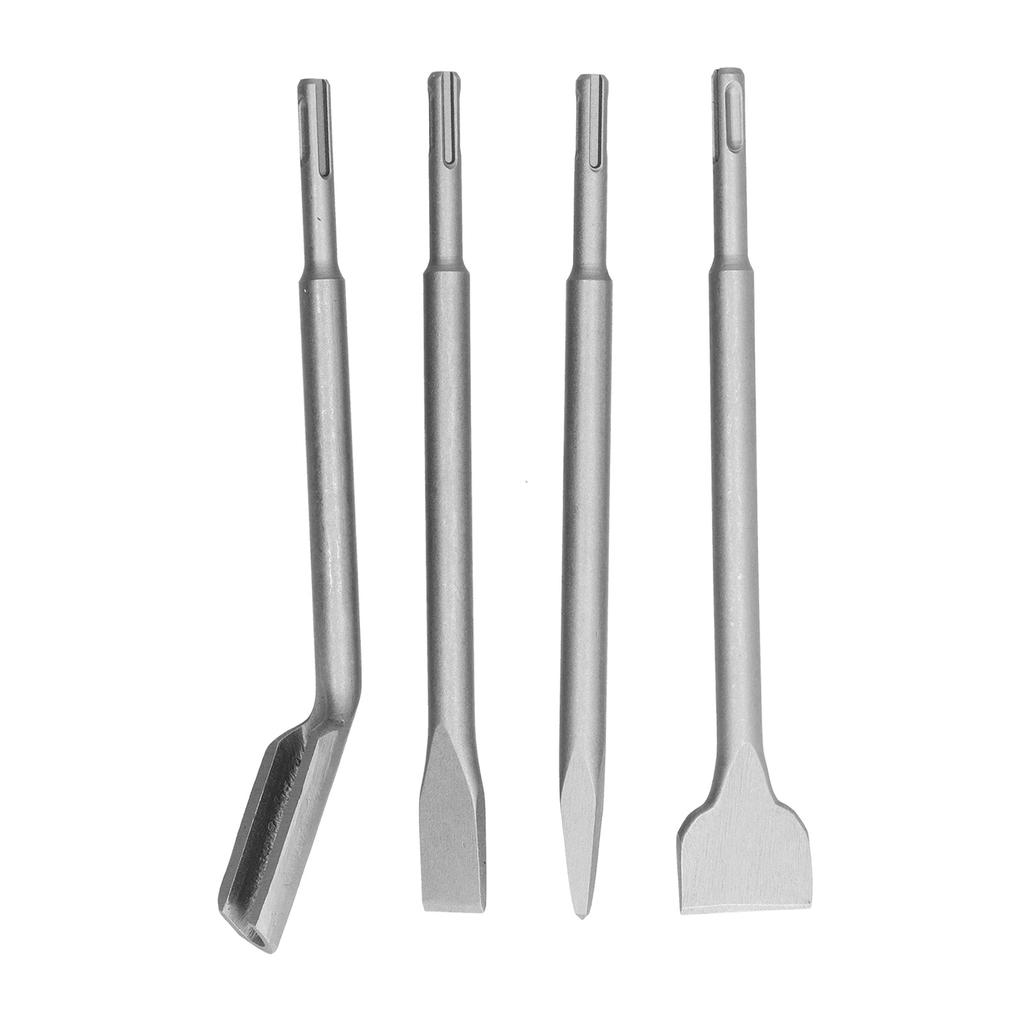 4PCS Chisel Hammer Drill Bits Concrete Hammer Bits Set Includuing Flat Chisel Point Chisel and