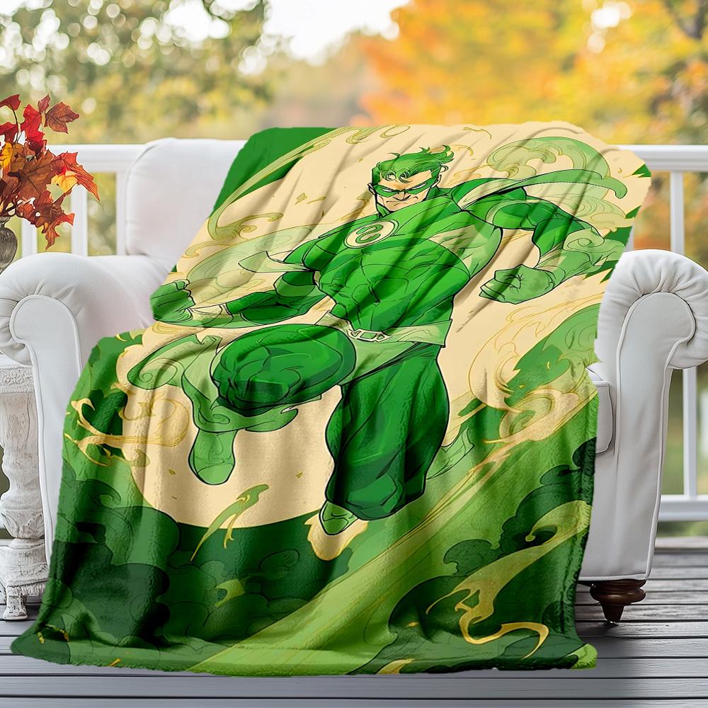 1pc Green LanternOutdoor Flannel Blanket Soft Plush Decor for Picnics, camping,Bedroom, Playroom, or Lunch Breakn1192A