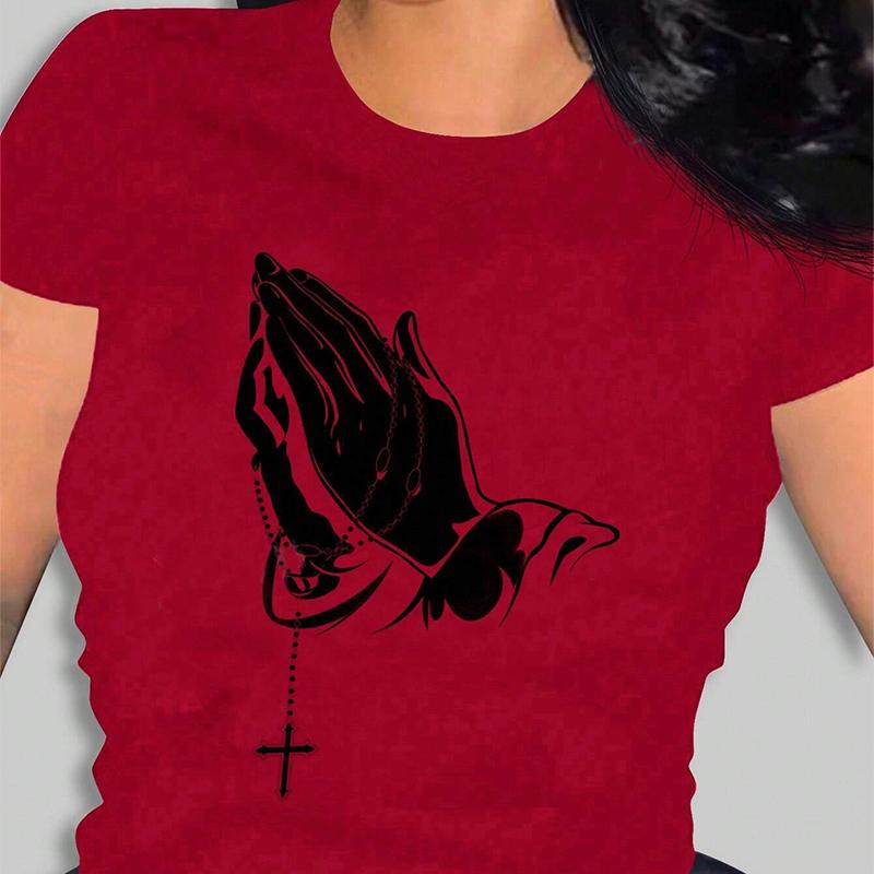 Fashion Women Love Fingers Print T Shirt Funny Casual O-neck Short Sleeves T-shirt Summer Female Tee Shirt