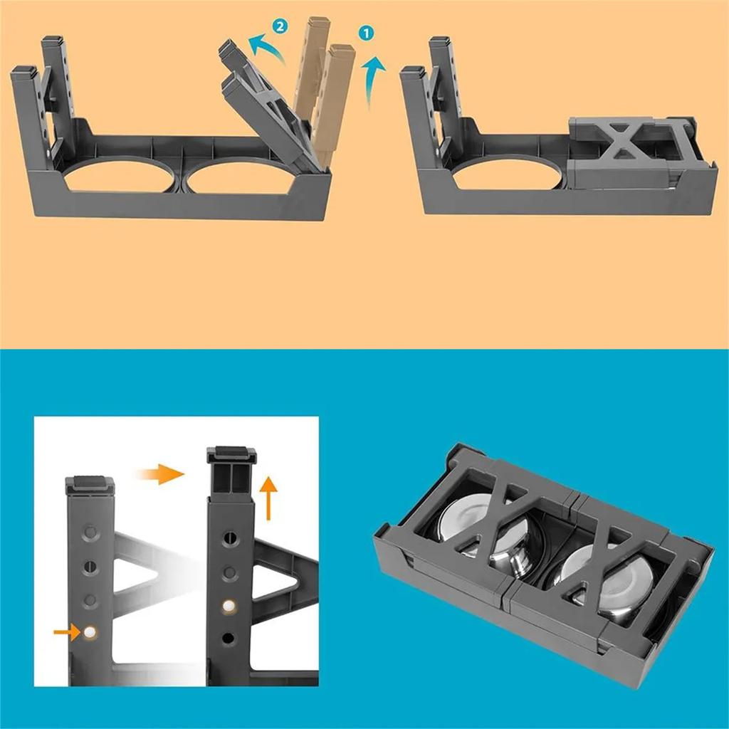 Stainless Steel Lifting Dog Bowl Elevated Double Bowl Adjustable Feeder Pet Floating Bowl Slow Food Bowl Food Bowl