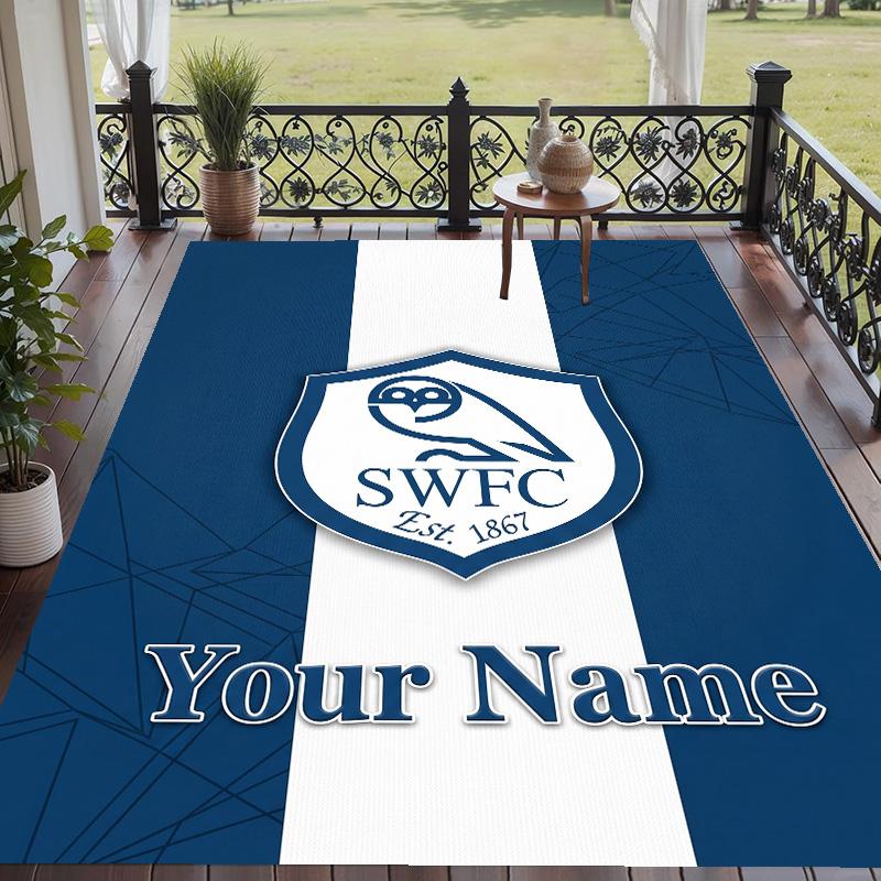 Χαλί με Εκτύπωση Προσαρμοσμένου Κειμένου Sheffield Wednesday FC Αντιολισθητικό Χαλί Δαπέδου Για Διακόσμηση Δωματίου Σπιτιού