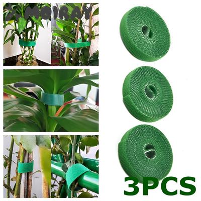 Lot de 3 ficelles de jardin vertes de 2 m, attaches pour plantes, bandage en nylon, crochet et boucle, support en bambou, accessoires de jardin