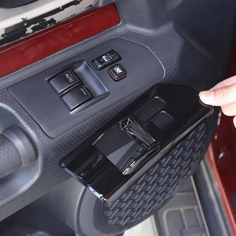 For Toyota FJ Cruiser 2007- ABS Glossy black/Carbon Fiber Car Glass Lift Button Frame Decorative Sticker Car Accessories