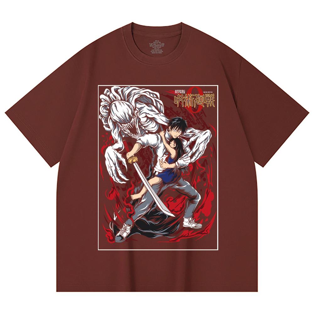 230 Gsm 100% Cotton Jujutsu Kaisen V65 Yuta Print Unisex Heavy Cotton T Shirt