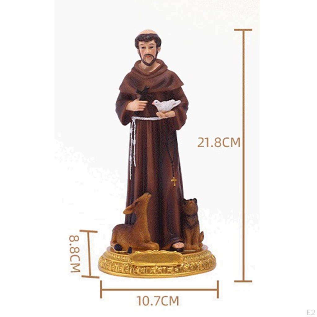 Statua di San Francesco d'Assisi Statuetta Decorativa Piccola Resina Statue Cattoliche Statuetta