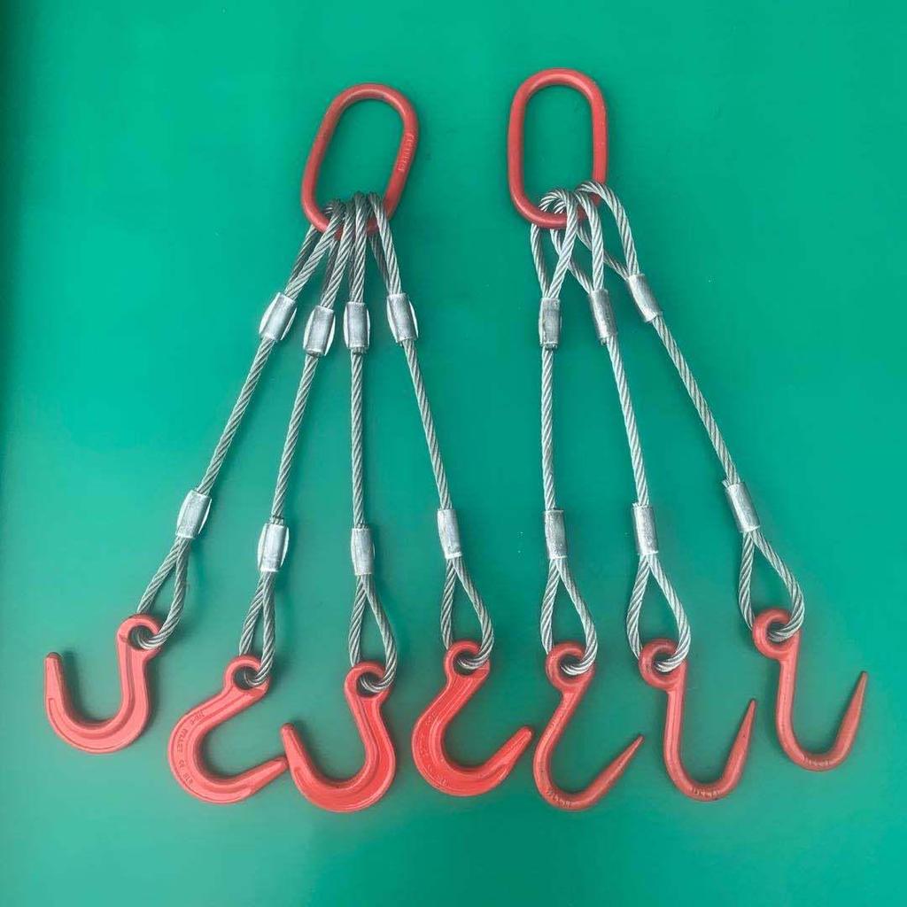 Wire Rope Sling Variants: Pressed Wire Rope, Lifting Hook, Two-Leg, Three-Leg, Four-Leg.