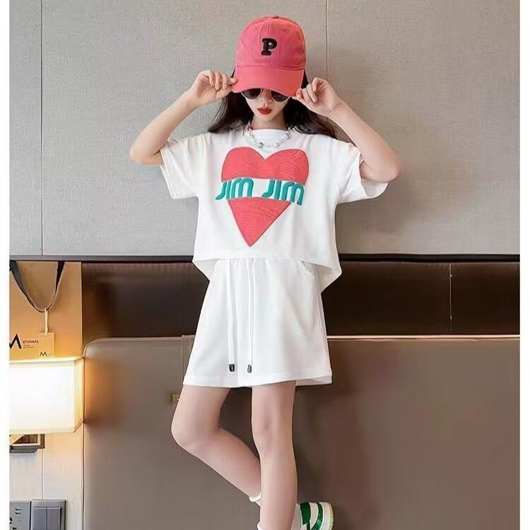 Girls' Summer Short Sleeved Sports Suit Summer Style Fashionable and Stylish Children's Summer Two-piece Set