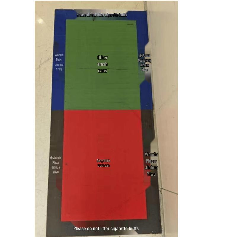 Rectangular PVC Trash Bin Directional Floor Decal