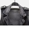 Vestă din denim pentru femei Toamna Topuri Vestă pentru femei Scurtă Vestă pentru damă Vestă din denim