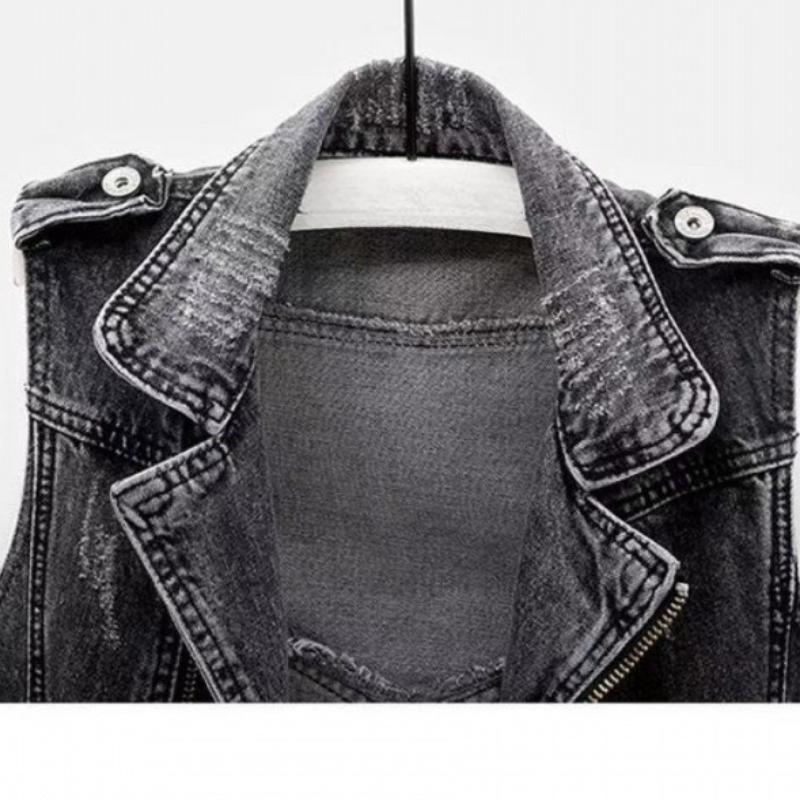 Džínová vesta Dámské podzimní topy Vesta Dámská krátká Dámská vesta Džínová vesta