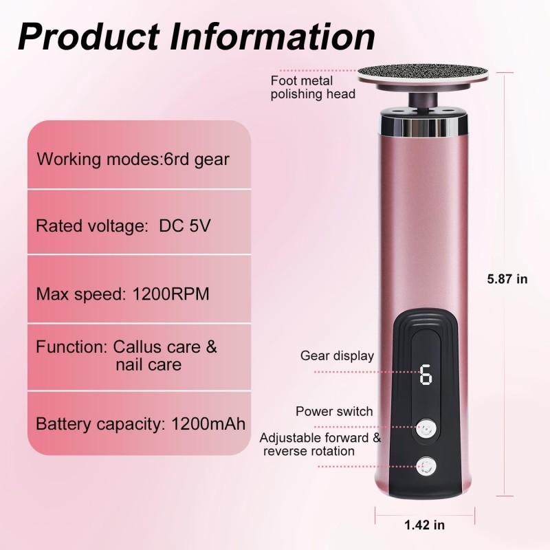 Wireless Electric Foot Callus Remover Machine Rechargeable Pedicure Tool for Dead Skin And Cuticle Removal with Replacement Sand