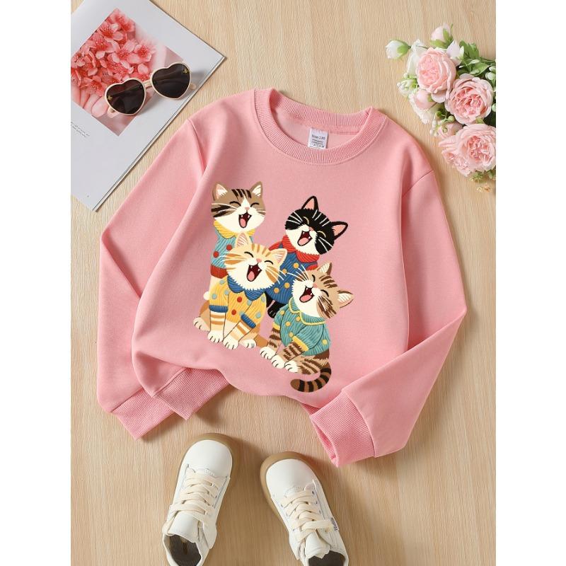 Tailles européennes Filles Halloween Manches Longues Col Rond Impression Amusante Haut Décontracté, Vêtements d'Automne pour Enfants, pour les Fêtes d'Halloween.