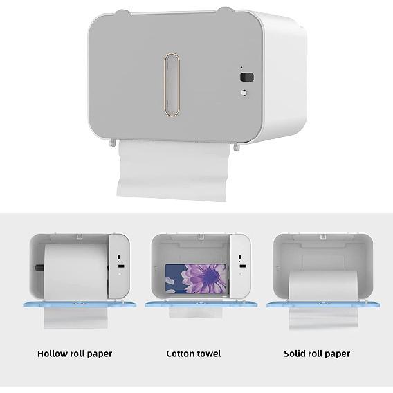 Bathroom Electric Paper Towel Dispenser with Sensor Wall Mounted Touchless Hand Towel Dispenser No Drilling Paper Towel Holder Tissue Dispenser for