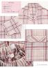 Kaitak Family Women's Cashmere-Touch Flannel Shirt Pajamas, Long Sleeve, Check Pattern, Spring, Autumn, Winter (L, Pink)