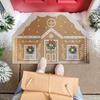 Christmas Entrance Rug Gingerbread House Floor Mat Dirt Scrubber Washable Vintage Holiday Doormat with Non-Slip Backing for Front Door Entryway Porch