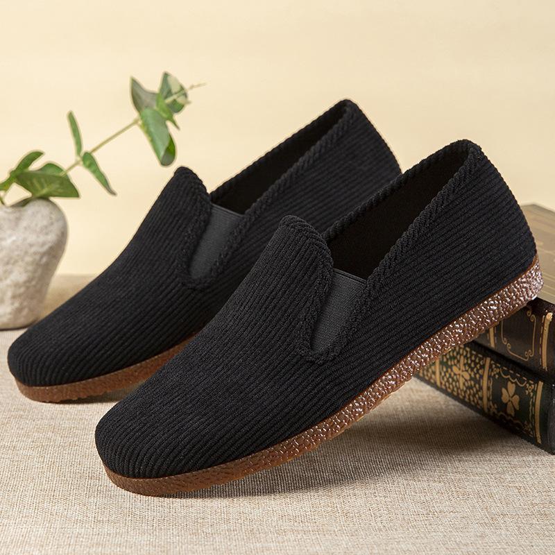 Old Beijing Cloth Shoes Men's Corduroy Casual Soft Sole Non-slip Breathable Comfortable Lightweight Middle-aged Working Dad Shoes