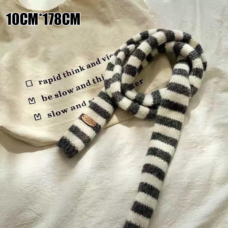 Herbst- und Winterstreifenstil High-End Vielseitiger Warmer Schal Koreanischer Stil Atmosphäre Nackenschutz Schmaler Schal