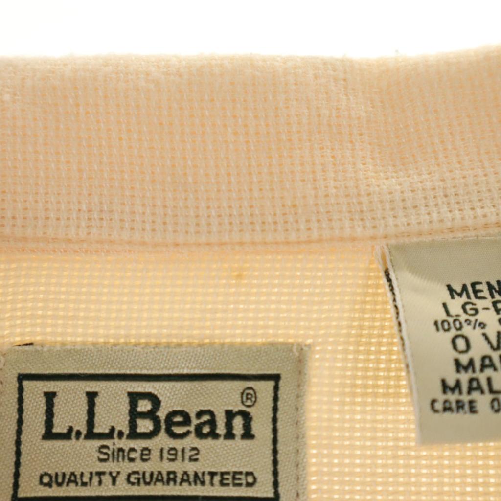 L.L.BEAN Short Sleeve Open Collar Shirt L Pale Orange Outdoors Men's Used