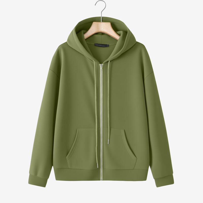 ZANZEA Women Hooded Casual Long Sleeve Zipper Sweatshirt Outwear