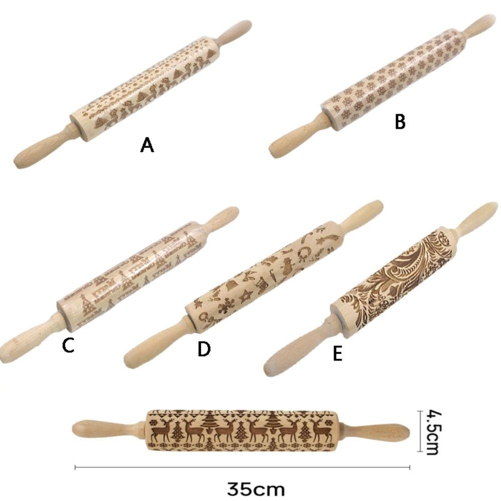 Christmas Style Pattern Embossing Rolling Pin Laser Engraved Printing Rolling Pin  Cookies