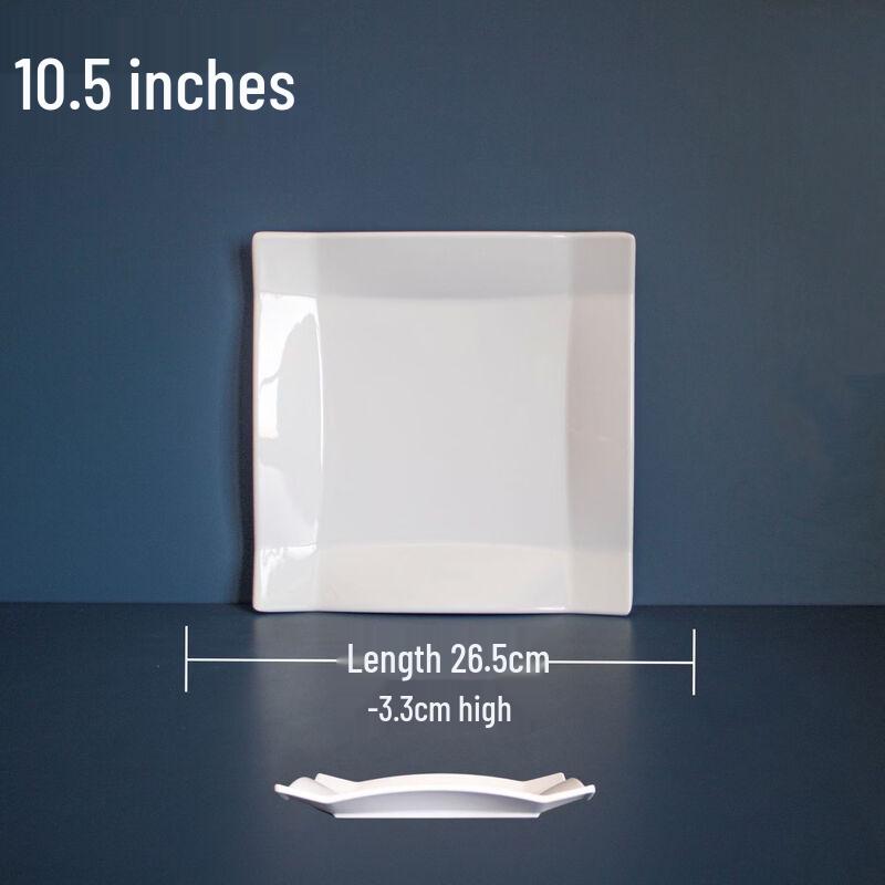 777 White Square Melamine Serving Plates 10.5 inch