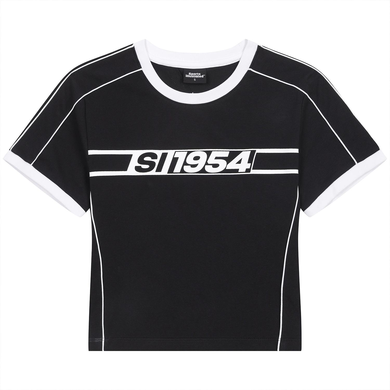 Sports Illustrated 1954 Logo Crop Round T-Shirt (Black) S