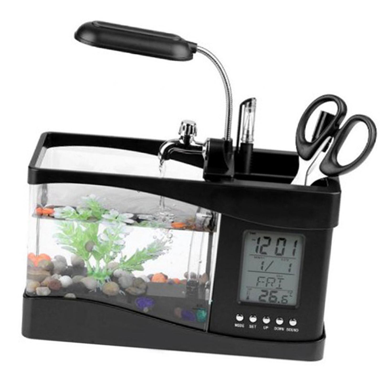 

Fish Clock Multifunctional USB Ecological Lamp Desktop Fish Aquarium Calendar for Bedroom