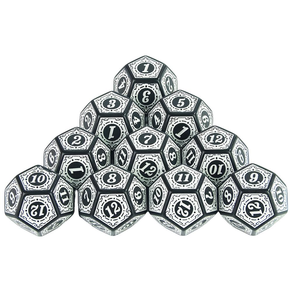 12 Sided Polyhedral Dice 10pcs D12 Dice Set for Dice Game DND TRPG Funny Party Board Game