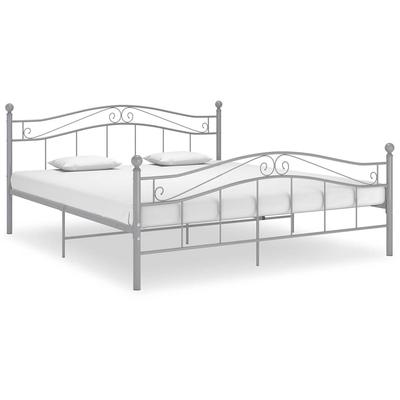 Vidaxl Bed Frame, Grey, Metal, 180 X 200 Cm