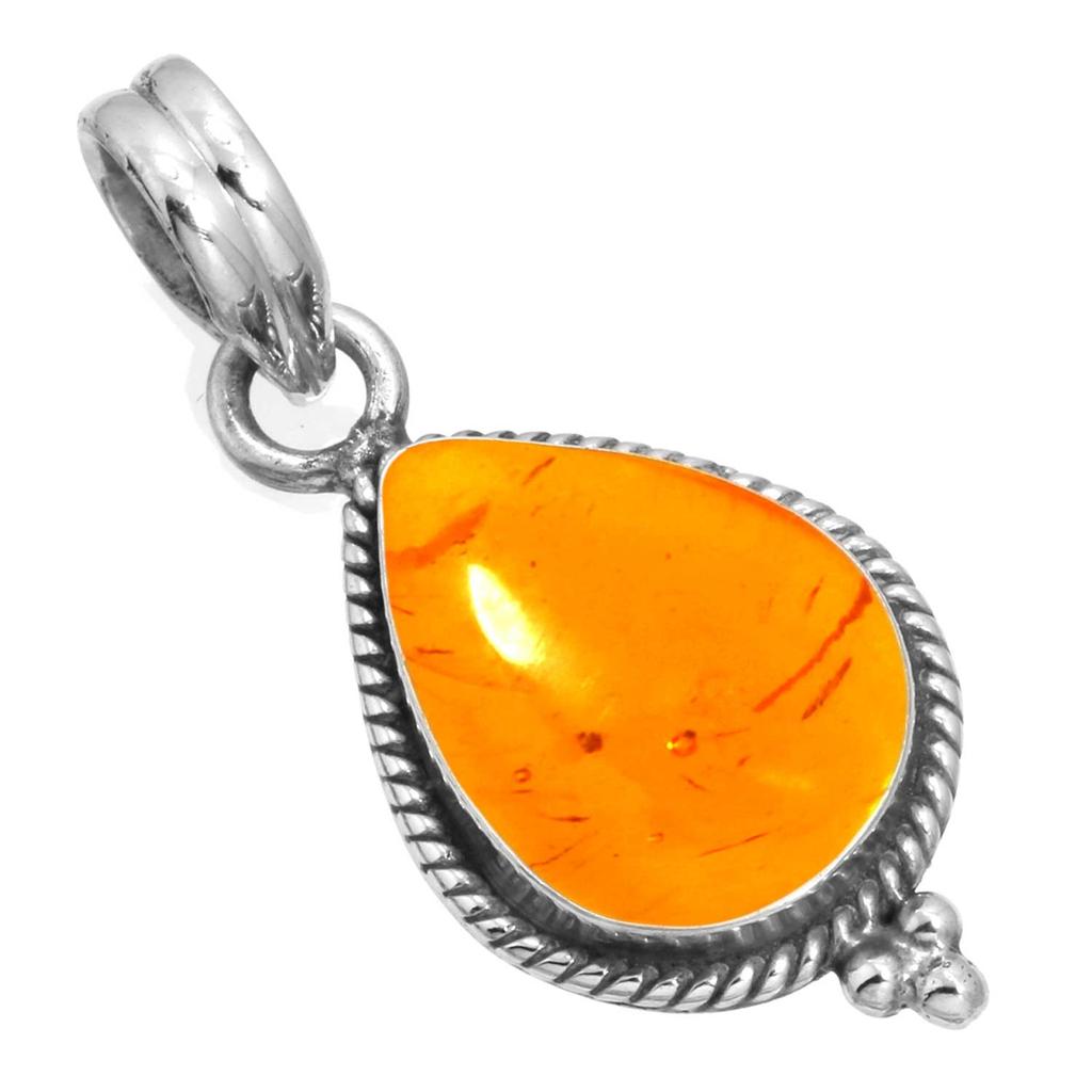 925 Sterling Silver Pendant Women Gemstone Handmade Jewelry Wedding Gift Amber Amethyst Black Onyx Carnelian Garnet Quartz Green Onyx Gold Stone