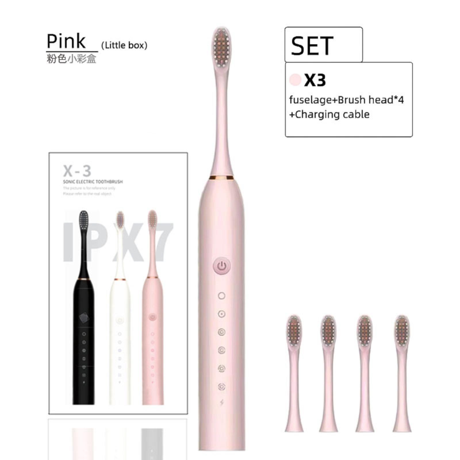 

Электрическая зубная щетка перезаряжаемая модель для взрослых и детей универсальная мягкая щетка One Size розовый