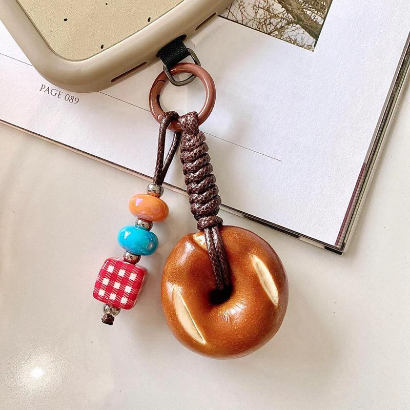 

Handmade Bagel Cell Phone Charm Lanyard - INS Style Light Luxury Drip Bag Accessory