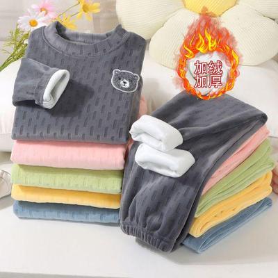 Gemütliches Samt-Pyjama-Set für Kinder (Jungen und Mädchen) - Dick, Zweiteilig, Herbst/Winter