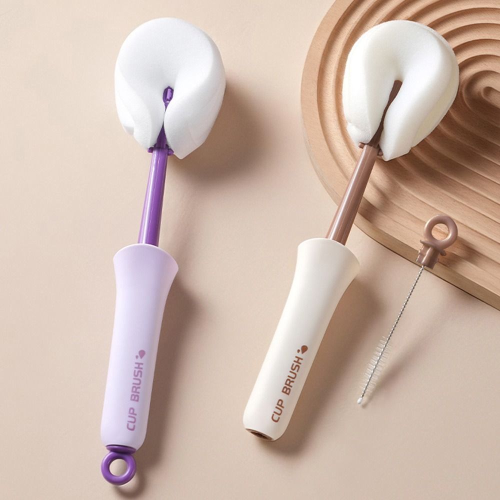 Portable Household Cup Brush 2-in-1 Bottle Cleaning Brush Sponge Gifts Water Cup Cleaning Brush