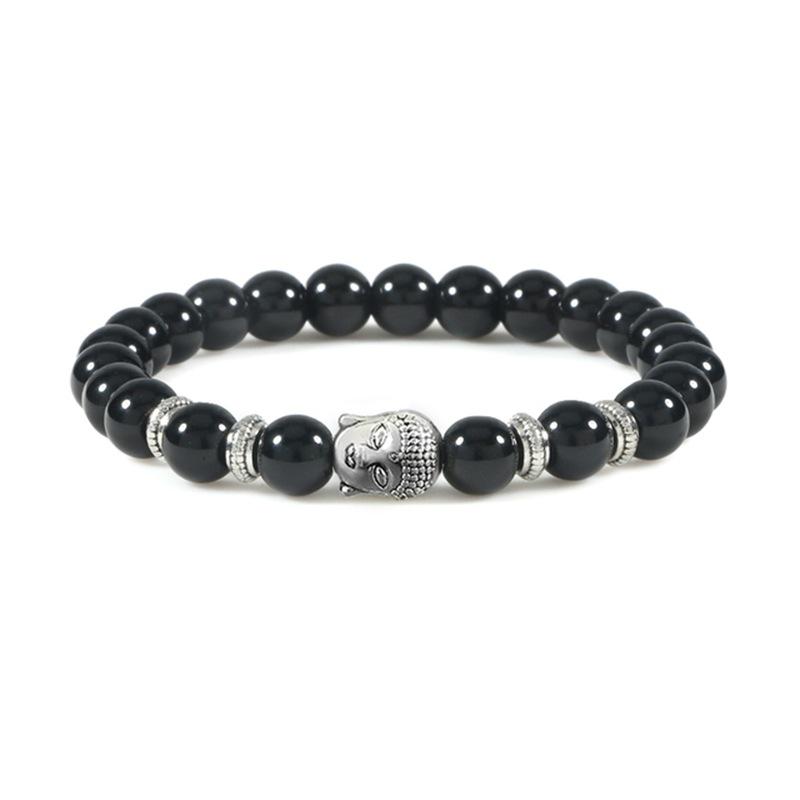Trendy Tiger Eye & Volcanic Stone Beaded Bracelet with Buddha Head - Multiple Styles for Women