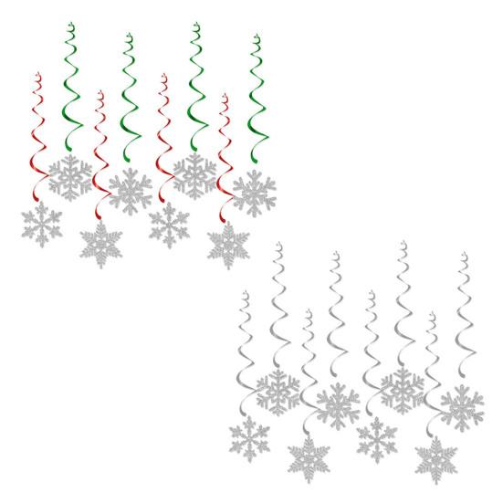 8 Pcs Christmas Snowflake Hanging Swirl Decorations Winter Party Glitter Snowflake Ceiling Streamers for Christmas Birthday Baby Shower New