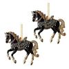 2 Pcs Horse Christmas Ornament Acrylic Sparkly Rhinestones Horse Hanging Decoration 2D Flat Christmas Tree Ornament for Horse Lovers