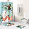 Christmas Shower Curtain Floor Mat Combination Four-Piece Set Bathroom Toilet Carpet Shower Room Mat Foot Mat
