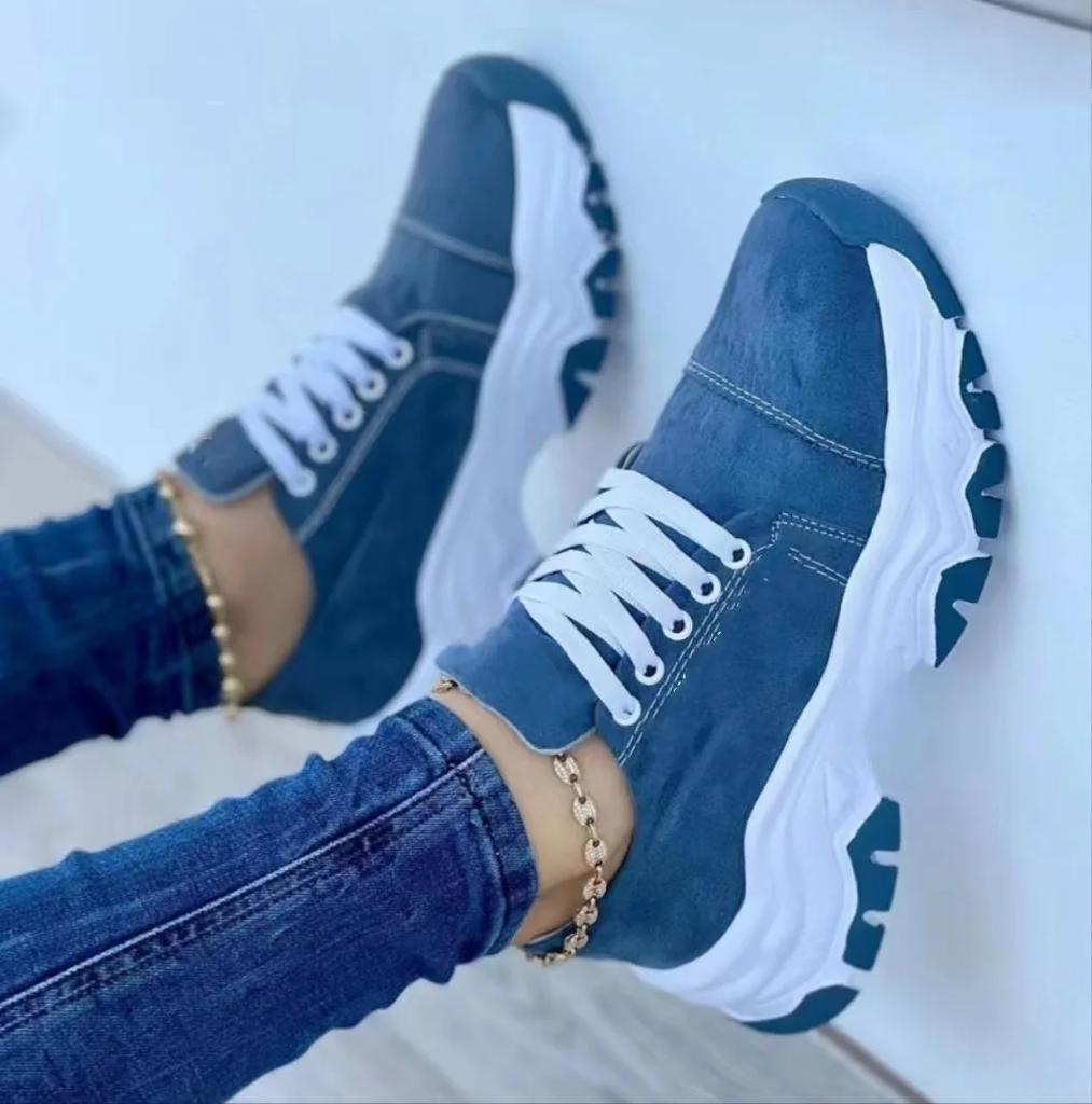 Sneakers Shoes 2025 New Women's Casual Canvas Shoes Lace Up Platform Sneakers Durable Round Toe Women Shoes Light Zapatillas