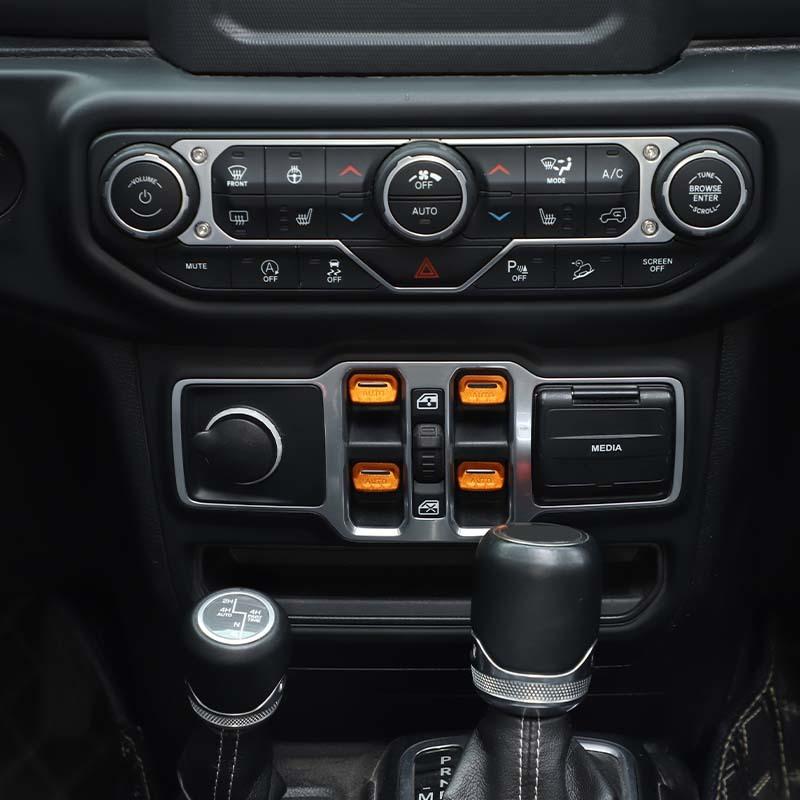 Fönsterkontrollknapp Dekoration Dekorativt Skydd Klistermärke Passar För Jeep Wrangler JL För JT Gladiator 2018 Och Upp Interiörtillbehör