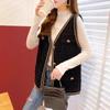 Women's Knitted Vest Jacket Short Loose Knitted Sleeveless Cardigan Spring Autumn V-neck Imitation Mink Knitted Vest
