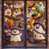 Transparent Window Murals 2Pcs Cute Ghost Halloween Static Stickers, PVC Waterproof Cartoon Pumpkin Bat And Decals Star Glass Decals, Reusable Clings