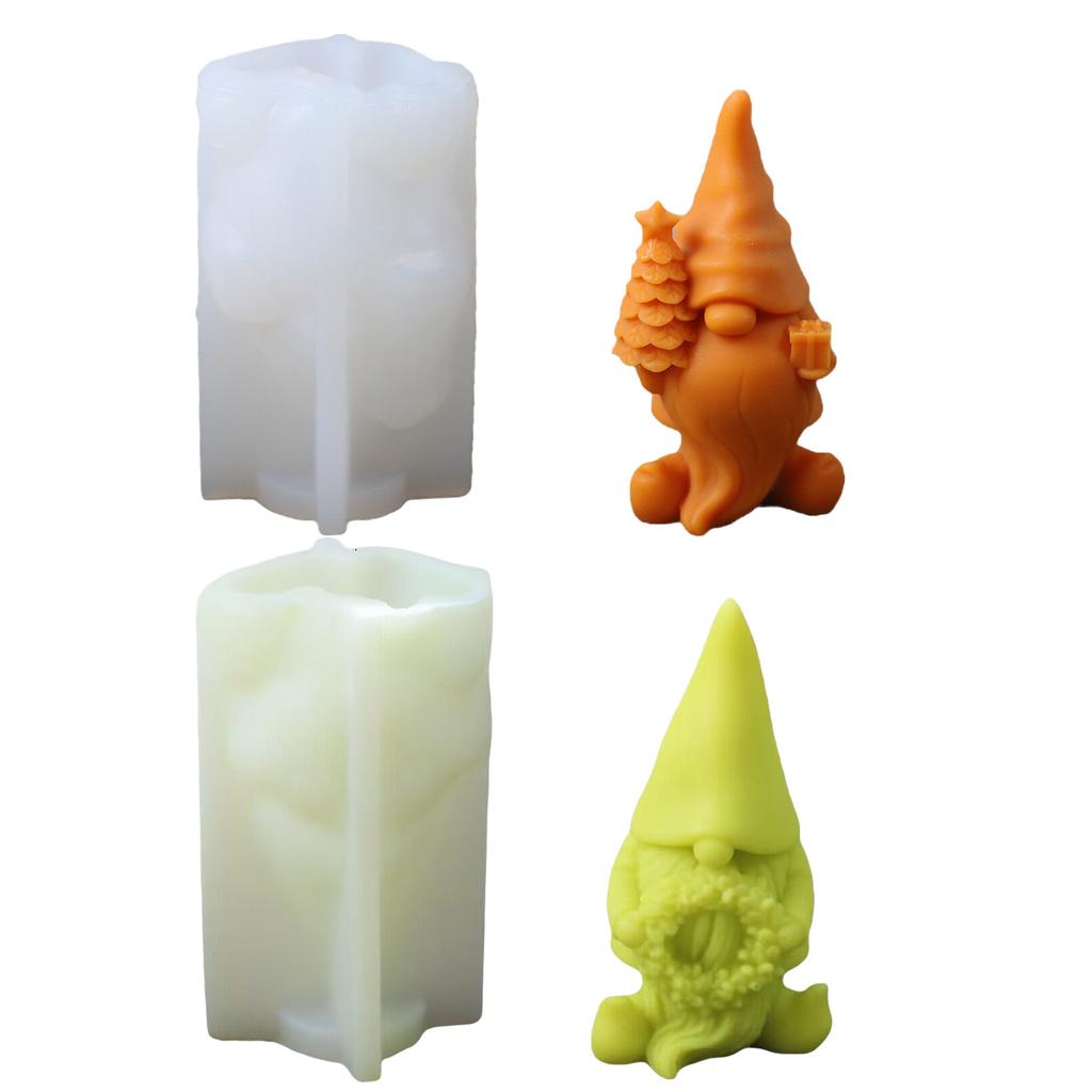 2x/Set Santa Silicone Mould 3D Gnome Candle Molds Ornament Molds Soap Molds Baking Molds for Christmas Decorations