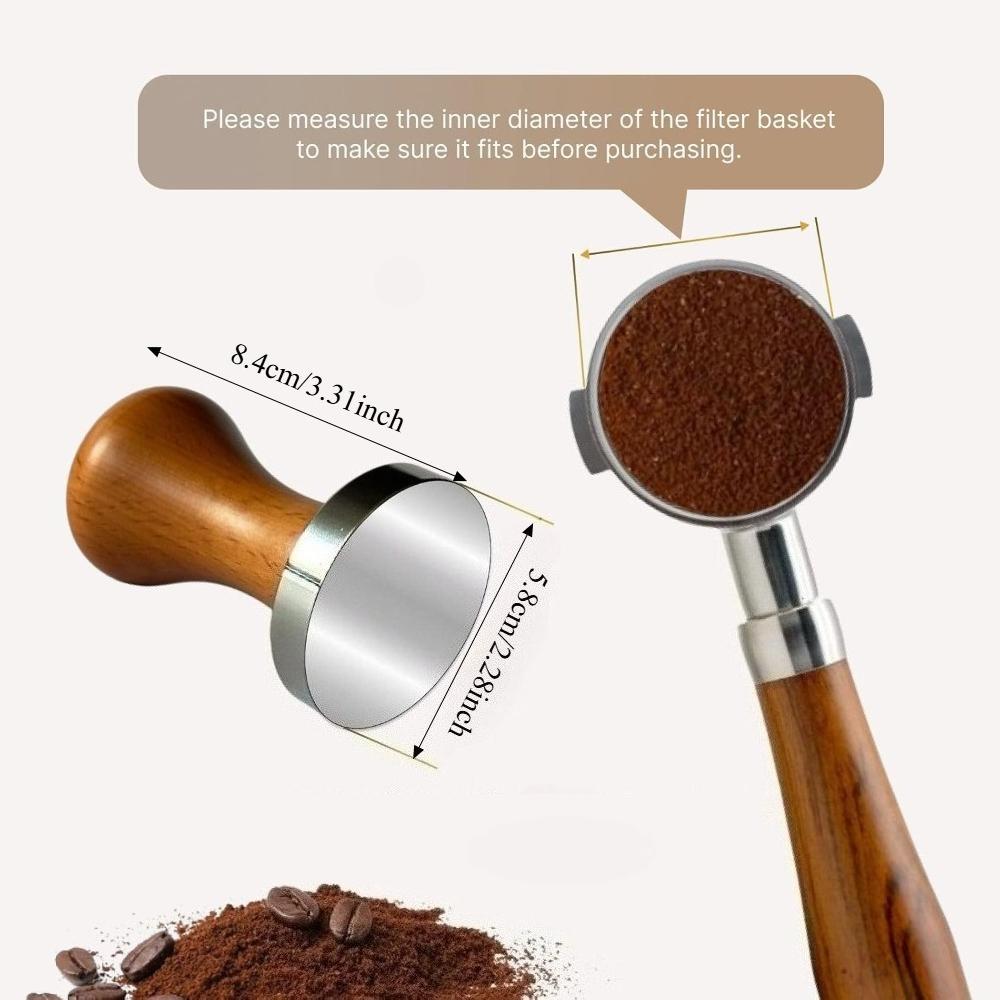 Coffee Tamper 58mm Stainless Steel Espresso Accessories Solid Wood Handle Barista, Cafe Dedicated Coffee Accessories